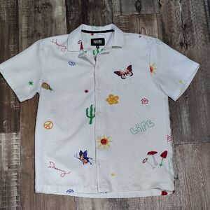 Malibu White Shirt with Colorful Embroidery